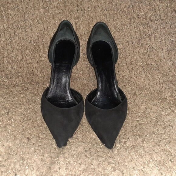 SAINT LAURENT-Paris Skinny 80 D’orsay Black Suede Pumps-Sz 38-Very Good-READ - Picture 2 of 6